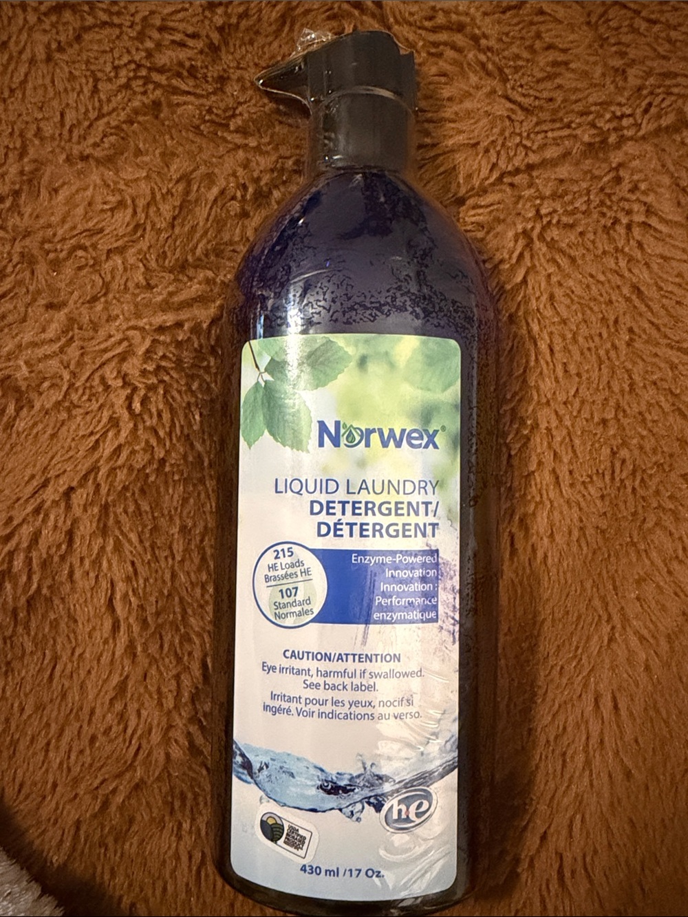 Norwex Blue Liquid Laundry Detergent sealed enzyme powered 215 loads 17 oz
